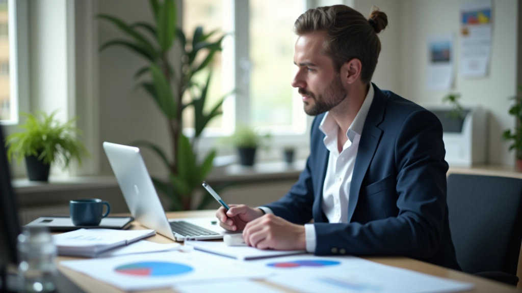 Odborník pracující na materiálech o evropské integraci