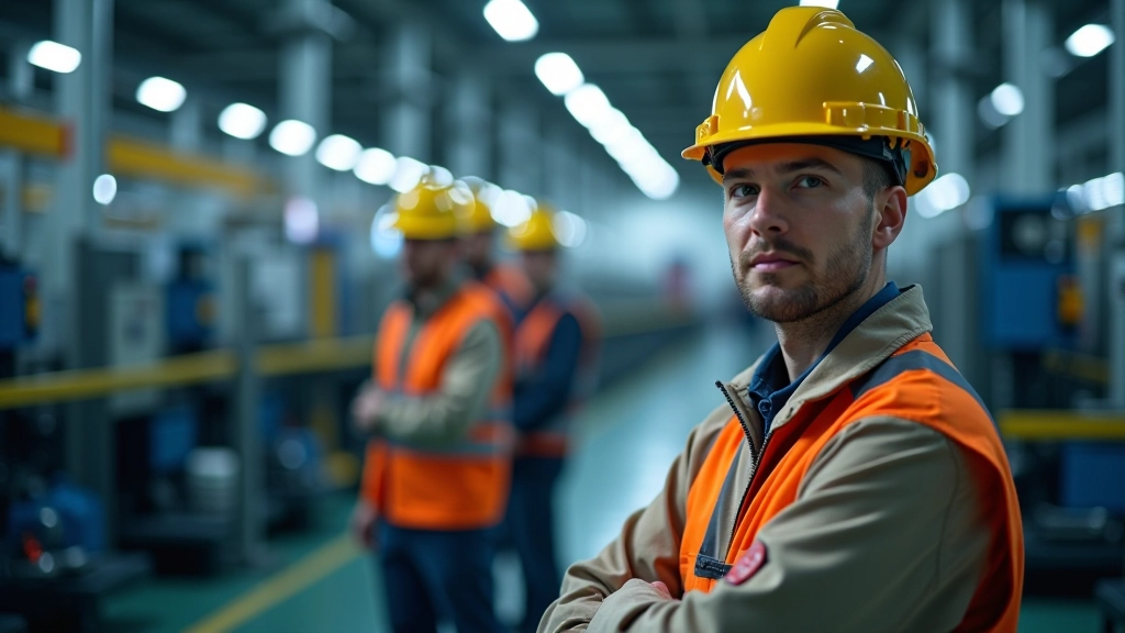 Průmyslový závod v Česku s moderní technologií a pracovníky, výrobní linie s automatizací